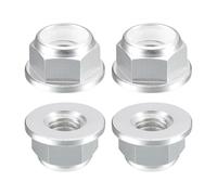 sourcing map Nylon Insert Hex Lock Nuts, 4pcs - M5 x 0.8mm Aluminum Alloy Self-Locking Nut, Anodizing Flange Lock Nut for Fasteners(Silver)