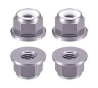 sourcing map Nylon Insert Hex Lock Nuts, 4pcs - M8 x 1.25mm Aluminum Alloy Self-Locking Nut, Anodizing Flange Lock Nut for Fasteners(Titanium Gray)