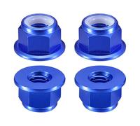 sourcing map Nylon Insert Hex Lock Nuts, 4pcs - M8 x 1.25mm Aluminum Alloy Self-Locking Nut, Anodizing Flange Lock Nut for Fasteners(Sapphire Blue)