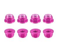 sourcing map Nylon Insert Hex Lock Nuts, 8pcs - M4 x 0.7mm Aluminum Alloy Self-Locking Nut, Anodizing Flange Lock Nut for Fasteners(Pink)