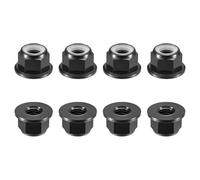 sourcing map Nylon Insert Hex Lock Nuts, 8pcs - M8 x 1.25mm Aluminum Alloy Self-Locking Nut, Anodizing Flange Lock Nut for Fasteners(Black)