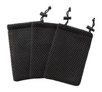 sourcing map Nylon Mesh Drawstring Bag, 5 x 3.5 Inch Small Storage Pouch String Bags for Mini Stuff MP3 Charger Earphone Key, 3pcs Travel Kit Organizer for Lipstick Cosmetic Jewelry, Black