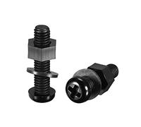 sourcing map Nylon Screw Nut Washer Assortment Kit, M6x25mm Round Head Machine Screw Bolt Nuts Flat Washers Black 50 Set