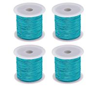 Sourcing Map Nylon String Cord - 4 Rolls, 45 Yards, 0.4mm, Beading Satin String for Jewelry Making, Chinese Knotting, Necklaces, Kumihimo, Friendship Bracelets, Craft, Lake Blue