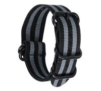 sourcing map Nylon Watch Band 20mm Single Pass Watch Straps Replacement Bands for Men Women with Flat Round Buckle, Black-Gray (26.5mm)