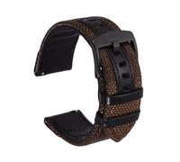 sourcing map Nylon Watch Band 22mm Genuine Leather Quick Release Watch Straps Replacement Bands for Men Women, Brown-Black