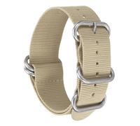 sourcing map Nylon Watch Band 24mm Single Pass Watch Straps Replacement Bands for Men Women with Silver Buckle, Beige (31mm)