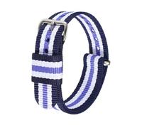 sourcing map Nylon Watch Bands 18mm Soft Weave Watch Strap Quick Release 5 Stripe Wristband with Silver Stainless Steel Pin Buckle for Men and Women, Purple/Blue/White