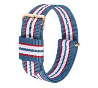sourcing map Nylon Watch Bands 20mm Soft Weave Watch Strap Quick Release 7 Stripe Wristband with Gold Stainless Steel Pin Buckle for Men and Women, Blue