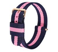sourcing map Nylon Watch Bands 20mm Soft Weave Watch Strap Quick Release Stripe Wristband with Gold Stainless Steel Pin Buckle for Men and Women, Blue/Pink