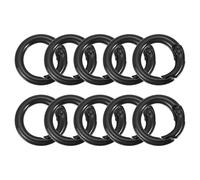 sourcing map O Ring Clip, 10Pcs 20mm - Zinc Alloy Colorful Spring O Rings, Round Gate Clip Snap Clasp Hooks Trigger Buckles for Bag Purse Handbag Keychains DIY Accessory (Black)