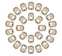 sourcing map Octagon Rectangle Rhinestones Crystal Faceted Pointback Rhinestones with Silver Plated Glass Gems for Crafts 50pcs 10x14MM Brown