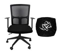 sourcing map Office Chair Cover, Stretchable Soft Rotating Chair Slipcover Washable Desk Computer Seat Cover Protector for Office Home, L(45-48cm), Black