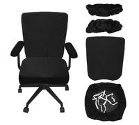 sourcing map Office Chair Covers, Stretchable Rotating Chair Slipcover Desk Computer Backrest Armrest Seat Cover for Office Home, 38-48cm Medium Seat Slipcover, Black