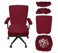 sourcing map Office Chair Covers, Stretchable Rotating Chair Slipcover Desk Computer Backrest Armrest Seat Cover for Office Home, 38-48cm Medium Seat Slipcover, Wine Red