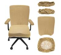 sourcing map Office Chair Covers, Stretchable Rotating Chair Slipcover Desk Computer Backrest Armrest Seat Cover for Office Home, 38-48cm Medium Seat Slipcover, Light Brown
