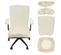 sourcing map Office Chair Covers, Stretchable Rotating Chair Slipcover Desk Computer Backrest Armrest Seat Cover for Office Home, 38-48cm Medium Seat Slipcover, Cream White