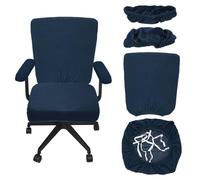 sourcing map Office Chair Covers, Stretchable Rotating Chair Slipcover Desk Computer Backrest Armrest Seat Cover for Office Home, 38-48cm Medium Seat Slipcover, Navy Blue
