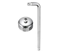 sourcing map Oil Filter Cap Wrench 16 Flute 86.3mm Inner Dia 1/2" CR-V Steel Square Drive with Bend Bar Cup Type Drive Metric Oil Filter Socket Removal Tool for Engine Conduit Fittings (AB5601)