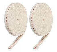 sourcing map Oil Lamp Wick 1/2 Inch Flat Wide 10 Foot Cotton Lanterns Wick with Red Stitch for Kerosene Burner Lighting, 2 Roll