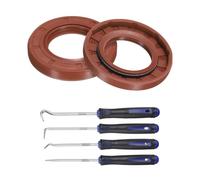 sourcing map Oil Seal, 30x52x7mm TC Fluorine Rubber Double Lip Cover with Hook Kit and Spring for Mechanical Automobile Bearing Shaft, Brown