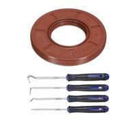 sourcing map Oil Seal, 30x62x7mm TC Fluorine Rubber Double Lip Cover with Hook Kit and Spring for Mechanical Automobile Bearing Shaft, Brown