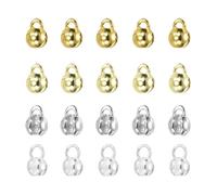 sourcing map Open Bead Tips Knot Covers, 1.5mm Round Brass Bead Tips Calotte Ends Metal Clamshell Crimp Fold-Over Calotte Ends Cap for DIY Crafts, Gold/Light Gold/Deep Silver/Silver Pack of 40