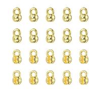 sourcing map Open Bead Tips Knot Covers, 1.6mm Round Brass Bead Tips Calotte Ends Metal Clamshell Crimp Fold-Over Calotte Ends Cap for DIY Crafts, Light Gold Pack of 20