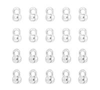 sourcing map Open Bead Tips Knot Covers, 1.7mm Round Brass Bead Tips Calotte Ends Metal Clamshell Crimp Fold-Over Calotte Ends Cap for DIY Crafts, Silver Pack of 20