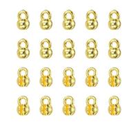 sourcing map Open Bead Tips Knot Covers, 1.7mm Round Brass Bead Tips Calotte Ends Metal Clamshell Crimp Fold-Over Calotte Ends Cap for DIY Crafts, Gold Pack of 20