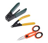 sourcing map Optical Fiber Tool with Metallic Reinforced Fiber Optic Stripper, Double Hole Fiber Optic Stripper, Scissors for Fiber Optic Floor Cables (3 in 1)