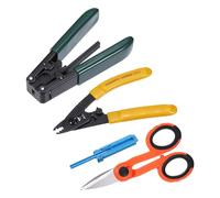 sourcing map Optical Fiber Tool with Non-Metallic Fiber Optic Stripper, Three Hole Stripper, Scissors, Blue Wire Guide for Fiber Optic Floor Cables (3 in 1)