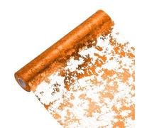 sourcing map Orange Table Runner Roll 11.4" x 45 Feet Sequin Foil Metallic Mesh Table Runner Decor Table Decorations for Wedding, Birthday Party, Christmas, New Year