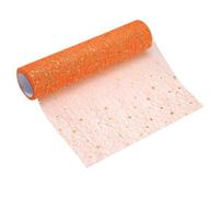 sourcing map Orange Table Runner Roll, 11" x 30 Feet Sequin Foil Metallic Mesh Table Runner Decor Sparkle Foil Thin Table Decoration Centerpiece for Wedding Birthday Party Christmas