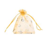 sourcing map Organza Bag 4" x 5", Sheer Butterfly Mesh Bags Drawstring Gift Bags Bulk Party Favor Bag Jewelry Pouches for Wedding Candy Valentines (Gold-Silver, Pack of 100)