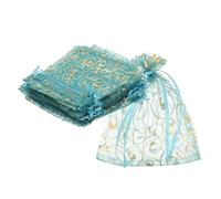 sourcing map Organza Bags, 100Pcs 10 x 12cm Candy Mesh Bag with Drawstring Jewelry Gift for Party Favor Pouch Christmas Wedding Festival Small Gift, Lake Blue