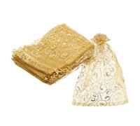 sourcing map Organza Bags, 100Pcs 13 x 18cm Candy Mesh Bag with Drawstring Jewelry Gift for Party Favor Pouch Christmas Wedding Festival Small Gift, Gold