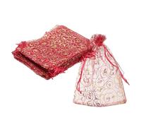 sourcing map Organza Bags, 100Pcs 5.1x7.1 Inch Candy Mesh Bag with Drawstring Jewelry Gift for Party Favor Pouch Christmas Wedding Festival Small Gift, Rose Red