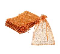 sourcing map Organza Bags, 100Pcs 5.1x7.1 Inch Candy Mesh Bag with Drawstring Jewelry Gift for Party Favor Pouch Christmas Wedding Festival Small Gift, Orange