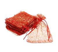 sourcing map Organza Bags, 100Pcs 7 x 9cm Candy Mesh Bag with Drawstring Jewelry Gift for Party Favor Pouch Christmas Wedding Festival Small Gift, Red