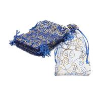 sourcing map Organza Bags, 50Pcs 10 x 15cm Candy Mesh Bag with Drawstring Jewelry Gift for Party Favor Pouch Christmas Wedding Festival Small Gift, Blue-Gold