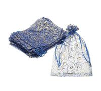 sourcing map Organza Bags, 50Pcs 5.1x7.1 Inch Candy Mesh Bag with Drawstring Jewelry Gift for Party Favor Pouch Christmas Wedding Festival Small Gift, Dark Blue