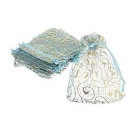 sourcing map Organza Bags, 50Pcs 7 x 9cm Candy Mesh Bag with Drawstring Jewelry Gift for Party Favor Pouch Christmas Wedding Festival Small Gift, Light Blue