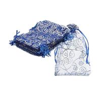 sourcing map Organza Bags, 50Pcs 8 x 11cm Candy Mesh Bag Blue-Silver