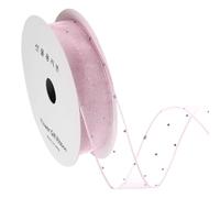 sourcing map Organza Sheer Ribbon with Silver Rhinestone, 1 Inch x 10 Yard Gauze Wired Ribbon for Christmas Tree Wreath Bow Making Gift Wrapping Party Decoration, Dusty Rose