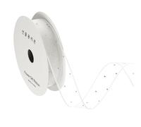 sourcing map Organza Sheer Ribbon with Silver Rhinestone, 1 Inch x 10 Yard Gauze Wired Ribbon for Christmas Tree Wreath Bow Making Gift Wrapping Party Decoration, White