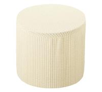 sourcing map Ottoman Cover Round, Stretch Ottoman Slipcover Fit Diameter 9.8"-12.6", Non-Slip Footstool Protector Cover for Bedroom Living Room Cream