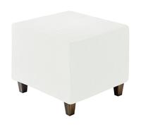 sourcing map Ottoman Cover Square, Jacquard Ottoman Slipcover with Elastic Bottom, Stretchable Footrest Stool Covers for Living Room Furniture Protector (White, Middle Size)