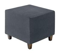 sourcing map Ottoman Cover Square, Jacquard Ottoman Slipcover with Elastic Bottom, Stretchable Footrest Stool Covers for Living Room Furniture Protector (Light Grey, Middle Size)