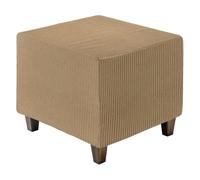 sourcing map Ottoman Cover Square, Jacquard Ottoman Slipcover with Elastic Bottom, Stretchable Footrest Stool Covers for Living Room Furniture Protector (Ligth Coffee, Middle Size)